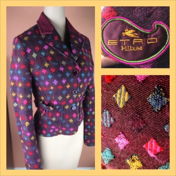Etro Colorful Textured Wool Blend Blazer - Small - Picture 1 of 16
